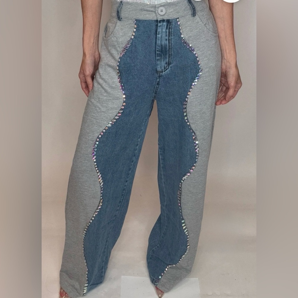 L/C Curvy Collection Gray and Blue Women's Jeans